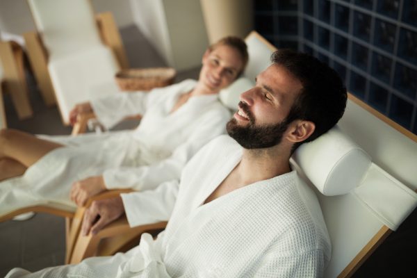 Picture of couple relaxing in spa center